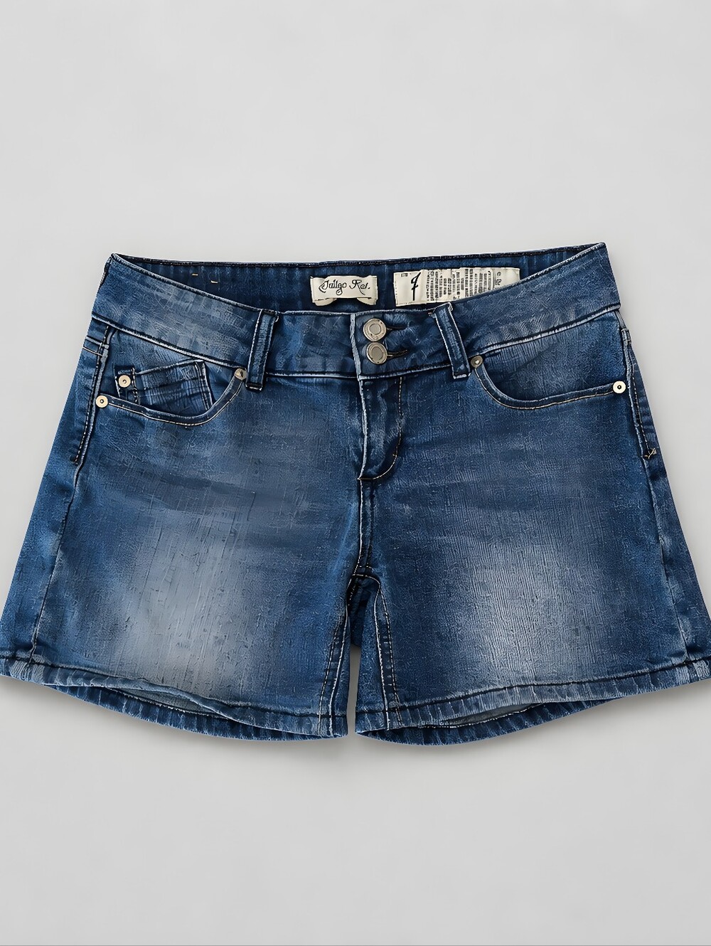 Indigo Rein Double-Button Faded Denim Shorts